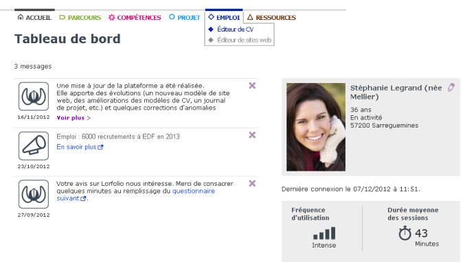 Menu d’accès à l’éditeur de CV Menu d’accès à l’éditeur de CV