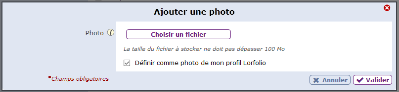 Rubrique « Ajouter une photo »
